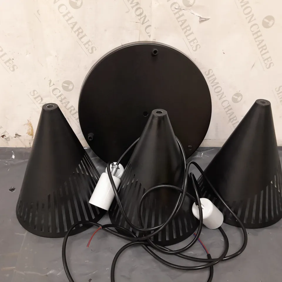 3 ROOF HANGING LIGHTS WITH METAL SHADES