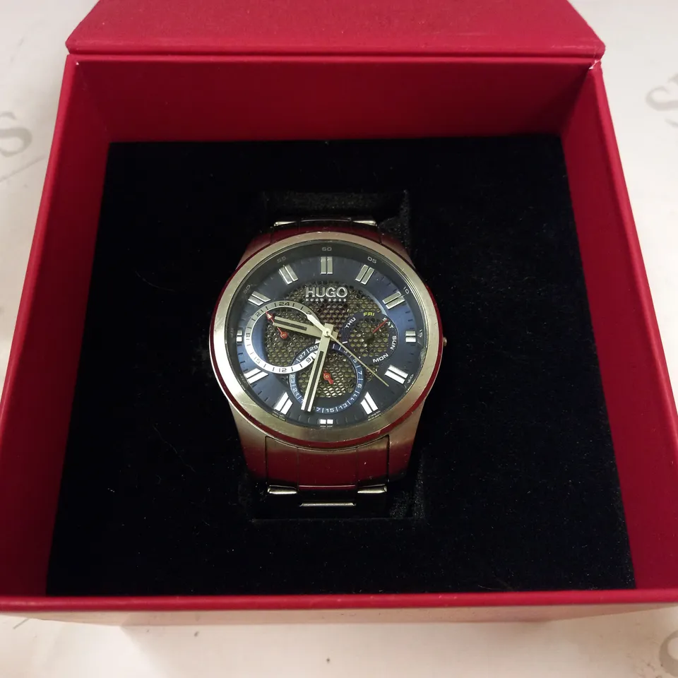 HUGO BOSS #SKELETON BLUE DIAL AND STAINLESS STEEL WATCH RRP £224