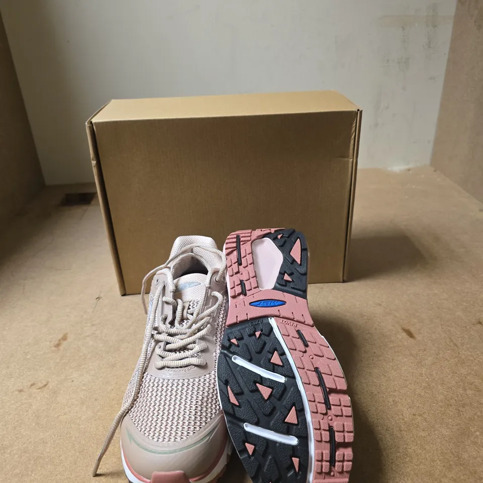MBT WOMEN’S RUNNING SHOES – BEIGE WITH PINK SOLE, BOXED - UK SIZE 5