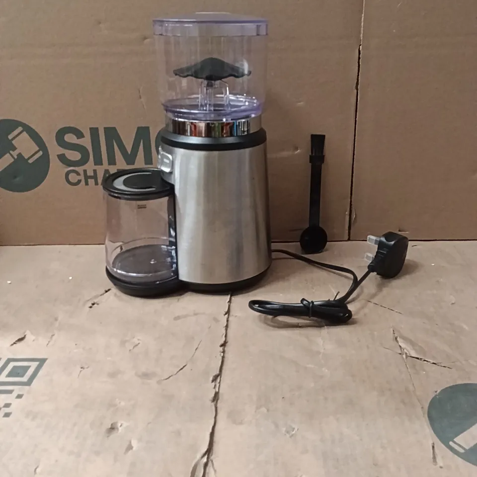 BOXED MORPHY RICHARDS ELECTRIC COFFEE GRINDER AND BURR, 200G CAPACITY, REMOVABLE GRINDING CUP, STAINLESS STEEL BODY, 20 GRINDING SETTINGS, FRENCH PRESS, CAFETIERE, ESPRESSO COFFEE, 120W, 210253