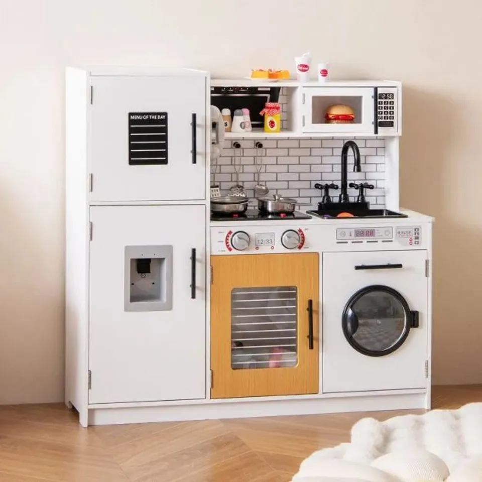 BOXED COSTWAY WHITE KITCHEN TOY SET WITH OVEN AND WASHING MACHINE