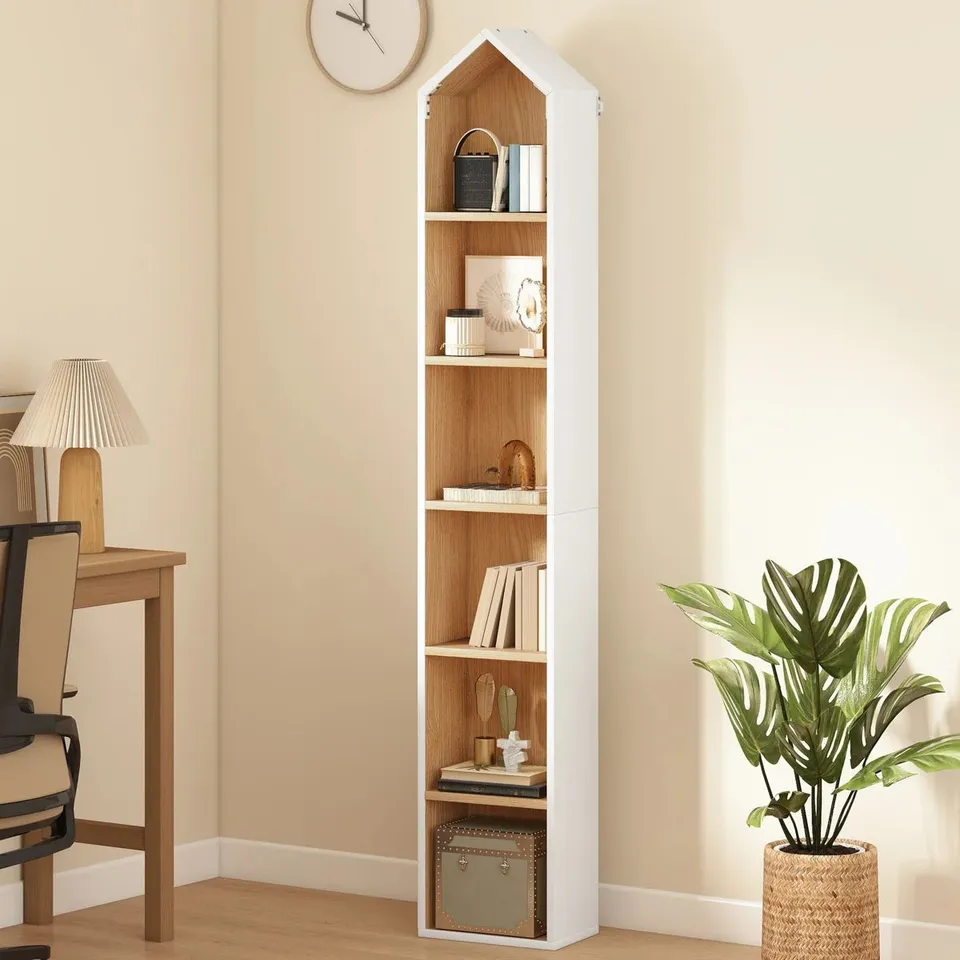 BOXED 6 TIER BOOKCASE OAK 180CM X 23.5CM X 30CM (1 BOX)