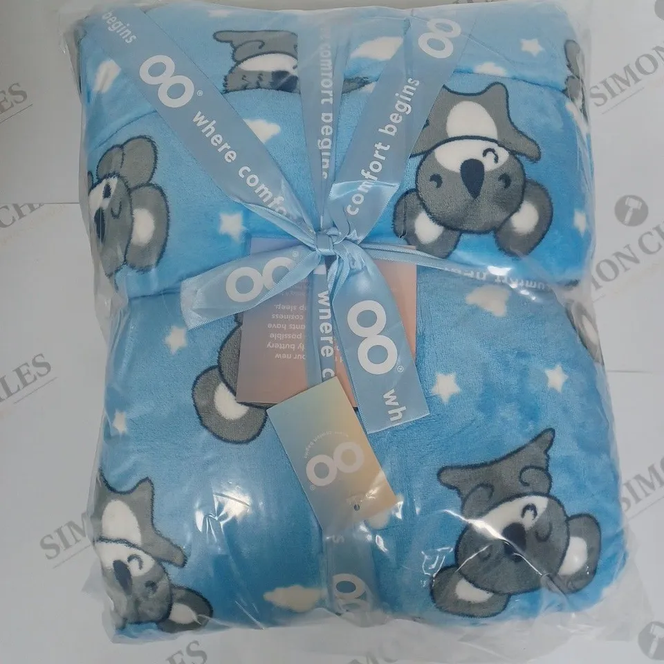 THE OODIE HOODED FLEECE LINED KOALA BLANKET IN BLUE