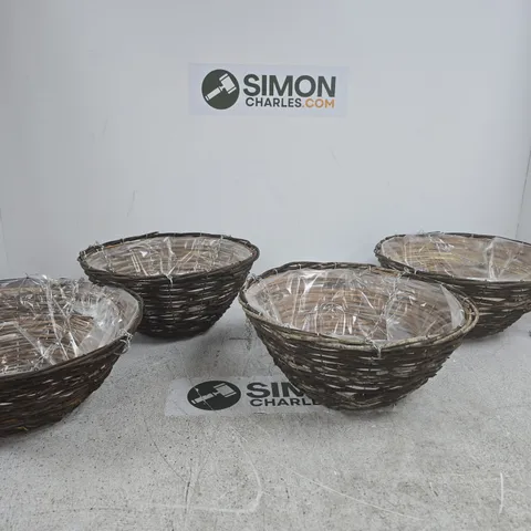WOVEN WICKER BASKETS WITH PLASTIC LINERS – SET OF FOUR