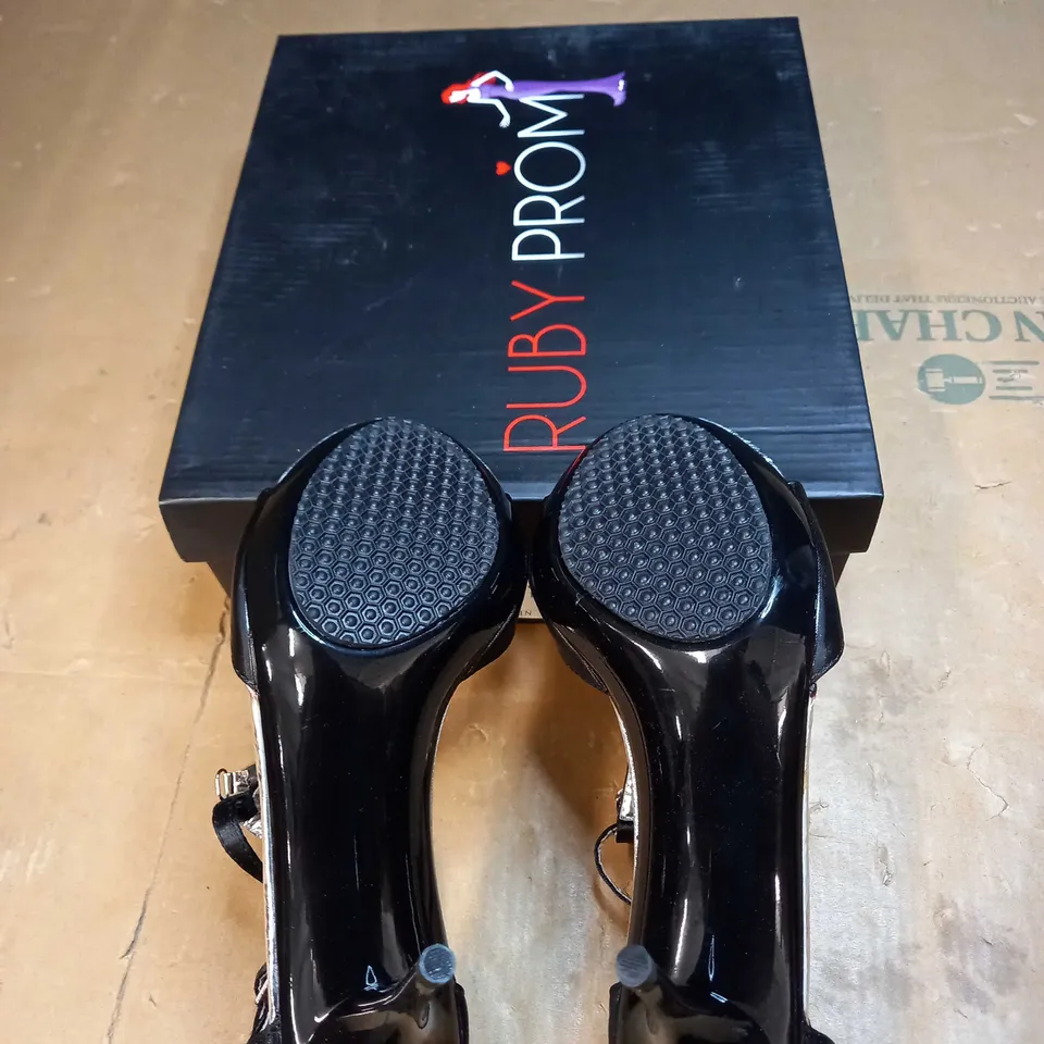 RUBY PROM DIAMANTE ANKLE STRAPPY HIGH HEEL SHOES SIZE 4