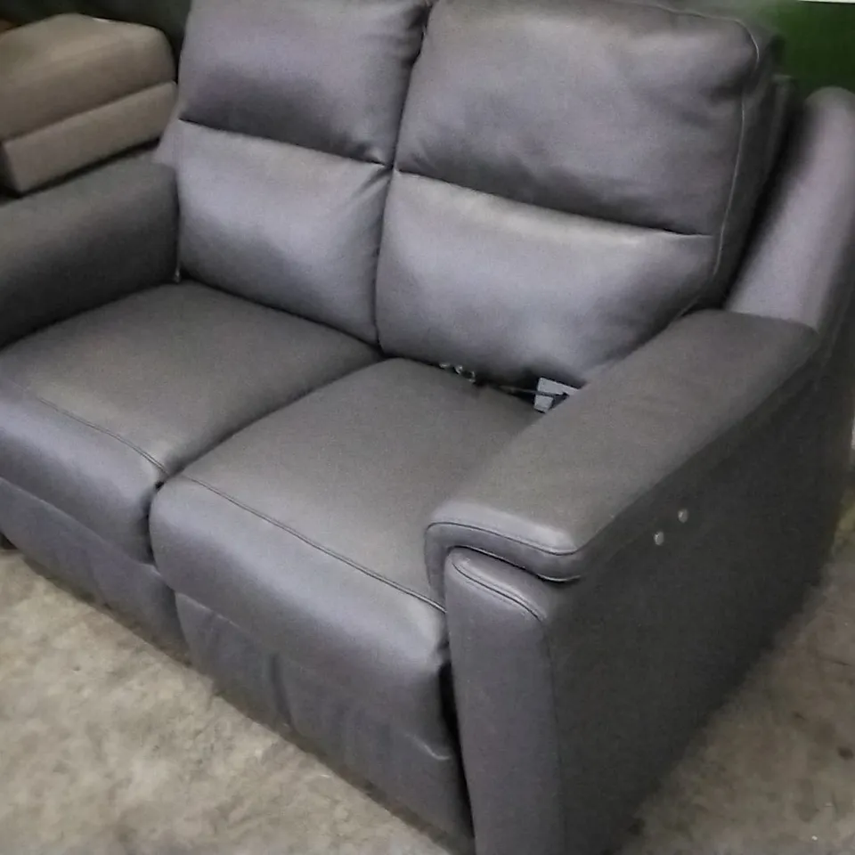 QUALITY ITALIAN DESIGNER AVILA POWER RECLINER LOVESEAT MEDIUM GREY LEATHER