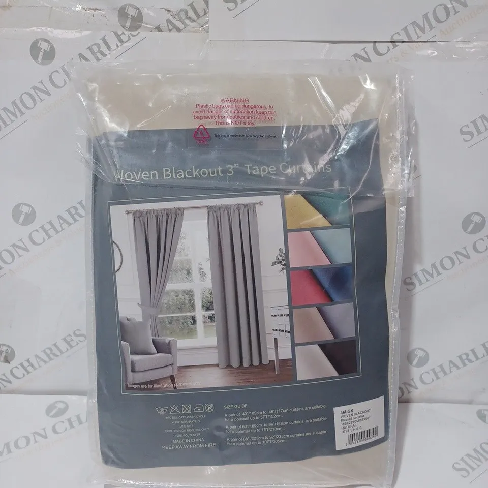 HOME CURTAINS WOVEN BLACKOUT 3 TAPE CURTAINS - 165CM X 229 CM