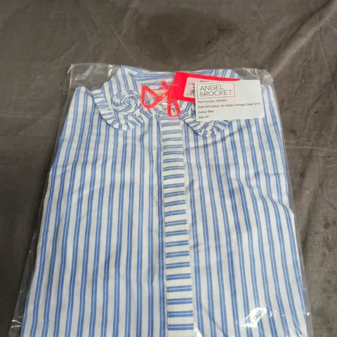 ANGEL & ROCKET IRIS STRIPE CORSAGE COLLAR SHIRT – BLUE, SIZE 9Y