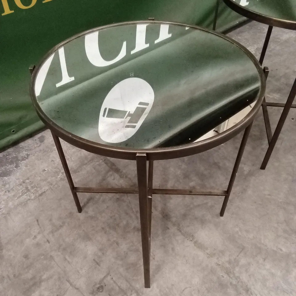 2 x QUALITY DESIGNER BRASS GLASS ROUND TABLES