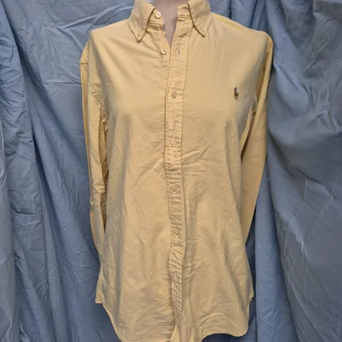 RALPH LAUREN SLIM FIT SHIRT – BEIGE, MEN'S M, BUTTON-DOWN COLLAR