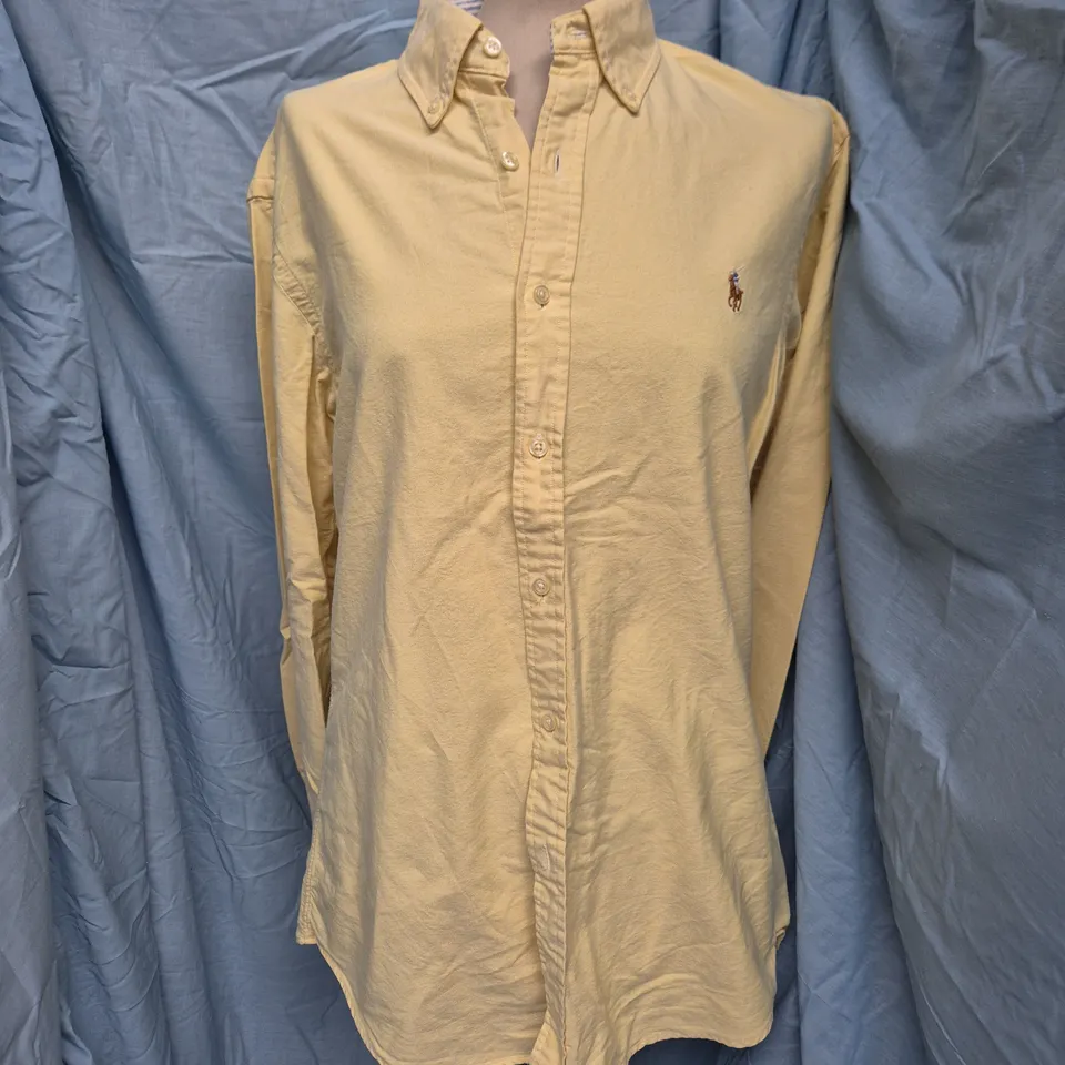 RALPH LAUREN SLIM FIT SHIRT – BEIGE, MEN'S M, BUTTON-DOWN COLLAR