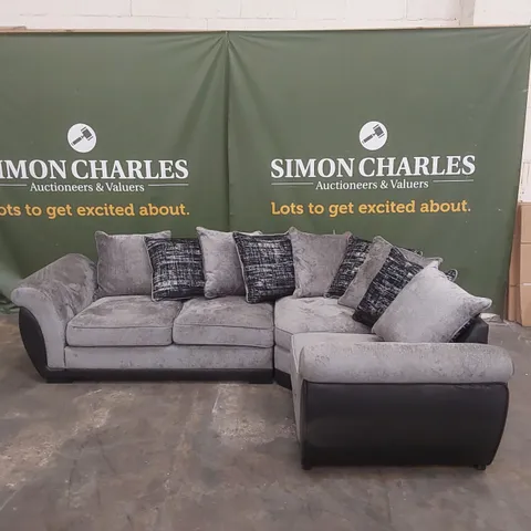 LANA FABRIC AND FAUX LEATHER CORNER GROUP SOFA