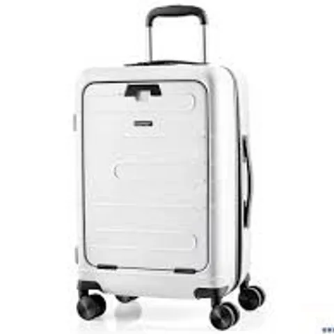 BOXED COSTWAY 20'' CARRY-ON LUGGAGE PC HARDSIDE SUITCASE TSA LOCK WITH FRONT POCKET & USB PORT WHITE