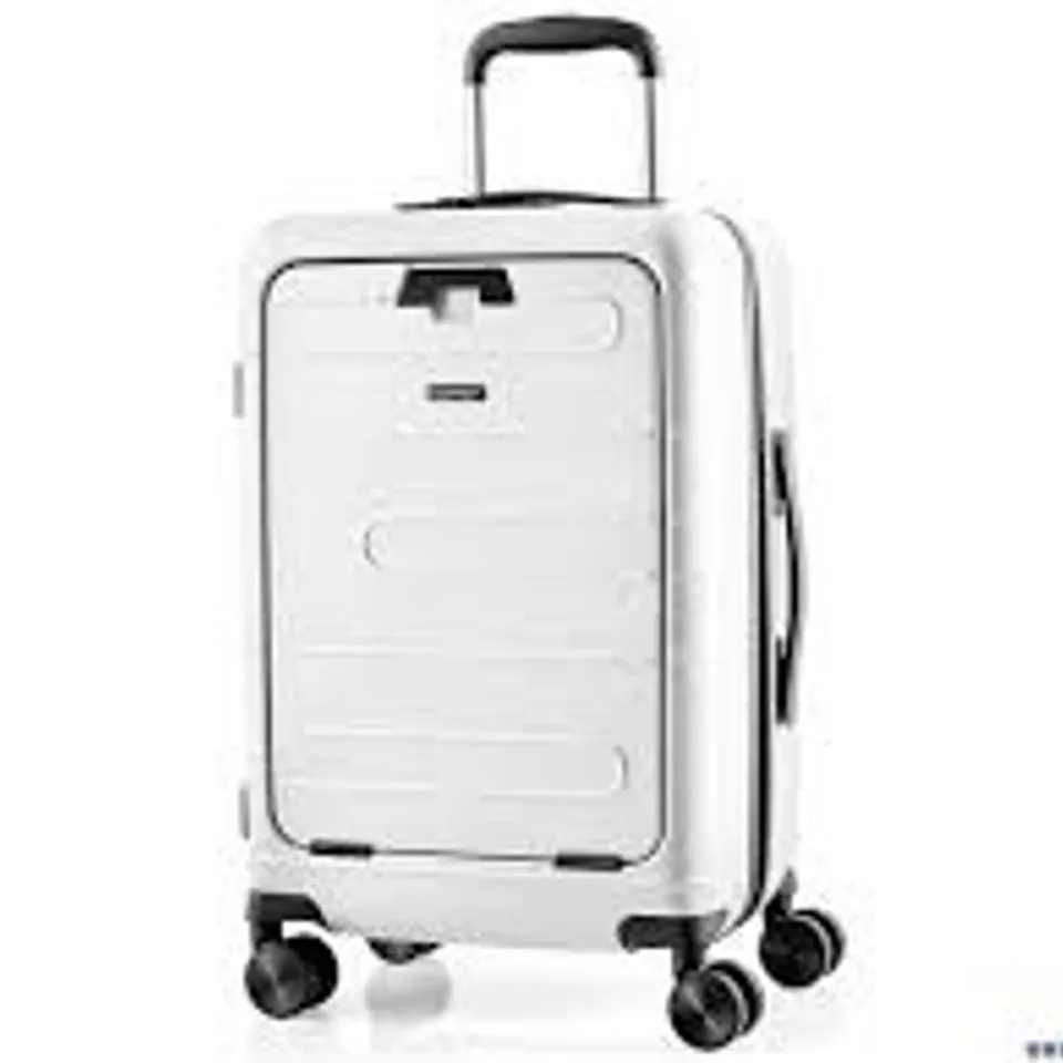 BOXED COSTWAY 20'' CARRY-ON LUGGAGE PC HARDSIDE SUITCASE TSA LOCK WITH FRONT POCKET & USB PORT WHITE