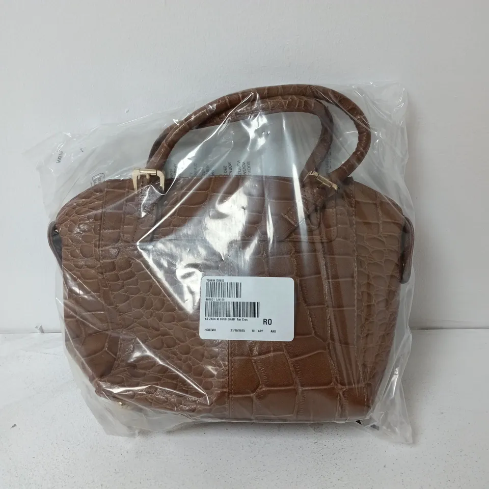 BAGGED ASHWOOD LEATHER ZARA CROC GRAB BAG IN CHOCOLATE