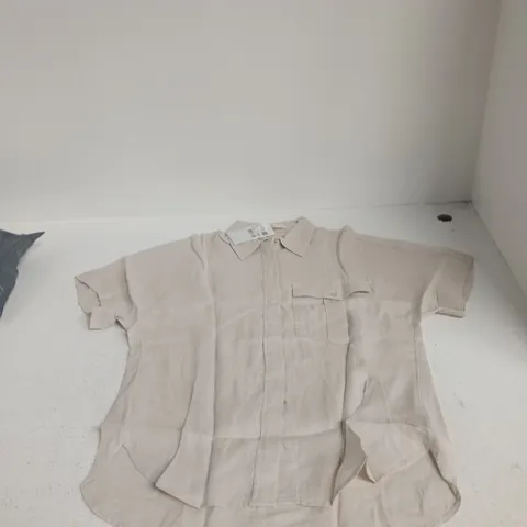 MANGO MNG LINEN SHIRT, NATURAL, WOMEN'S UK 8 (US 4, EUR S) – TAG ATTACHED