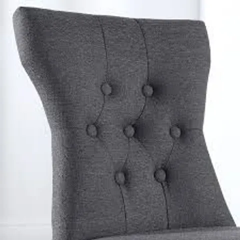 BOXED DUKE DINING CHAIR, SLATE GREY CLASSIC LINEN-WEAVE FABRIC & NATURAL OAK FINISHED SOLID HARDWOOD 