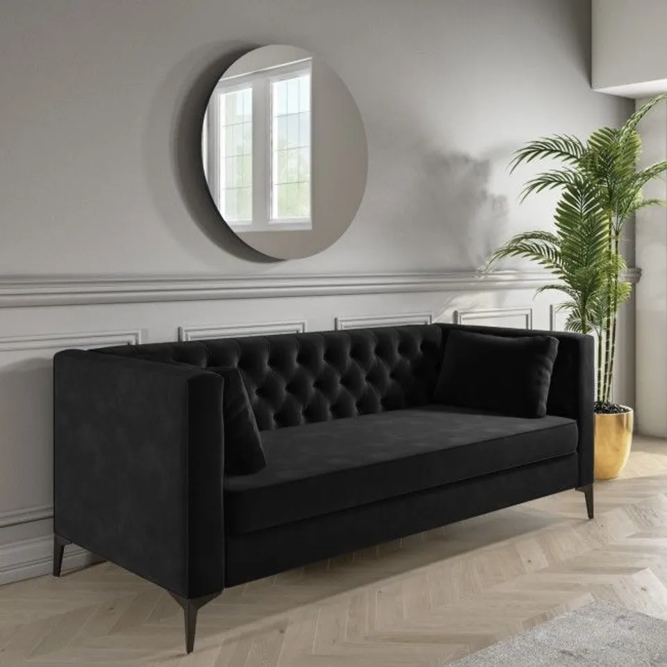 LUTHOR DARK GREY VELVET SOFA - INCOMPLETE - BOX 1 OF 3