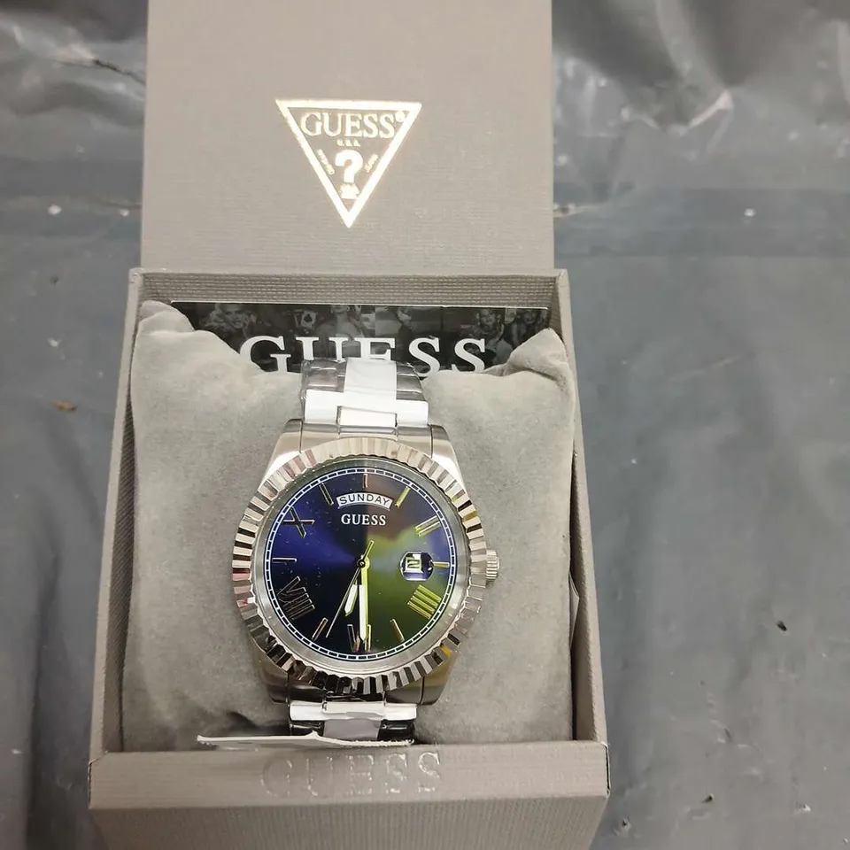 GUESS CONNOISSEUR BRUSHED SILVER STAINLESS STEEL MENS WATCH