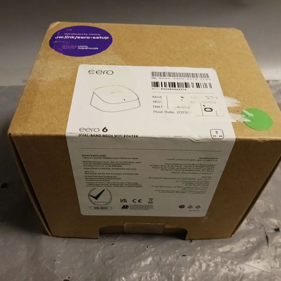 BOXED AND SEALED EERO 6 DUAL-BAND MESH WIFI ROUTER