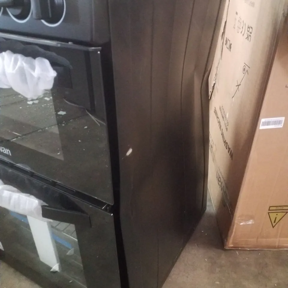 SWAN SX16720B 60CM ELECTRIC TWIN OVEN CERAMIC HOB COOKER - BLACK