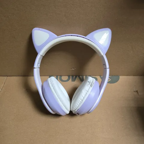 CYRANK WIRELESS HEADPHONES, BLUETOOTH 5.0 HEADPHONES CUTE CAT EAR GAMING HEADPHONES WITH LED LIGHT GAMING HEADSET WIRELESS(PURPLE)