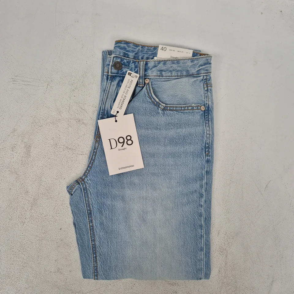 STRADIVARIUS D98 STRAIGHT JEANS IN BLUE SIZE UK 12