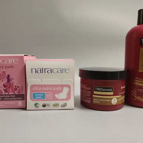 LOT OF APPROXIMATELY 20 COSMETICS ITEMS TO INCLUDE NATRA CARE PADS , SHAMPOO , SMOOTHING MASKS , ETC