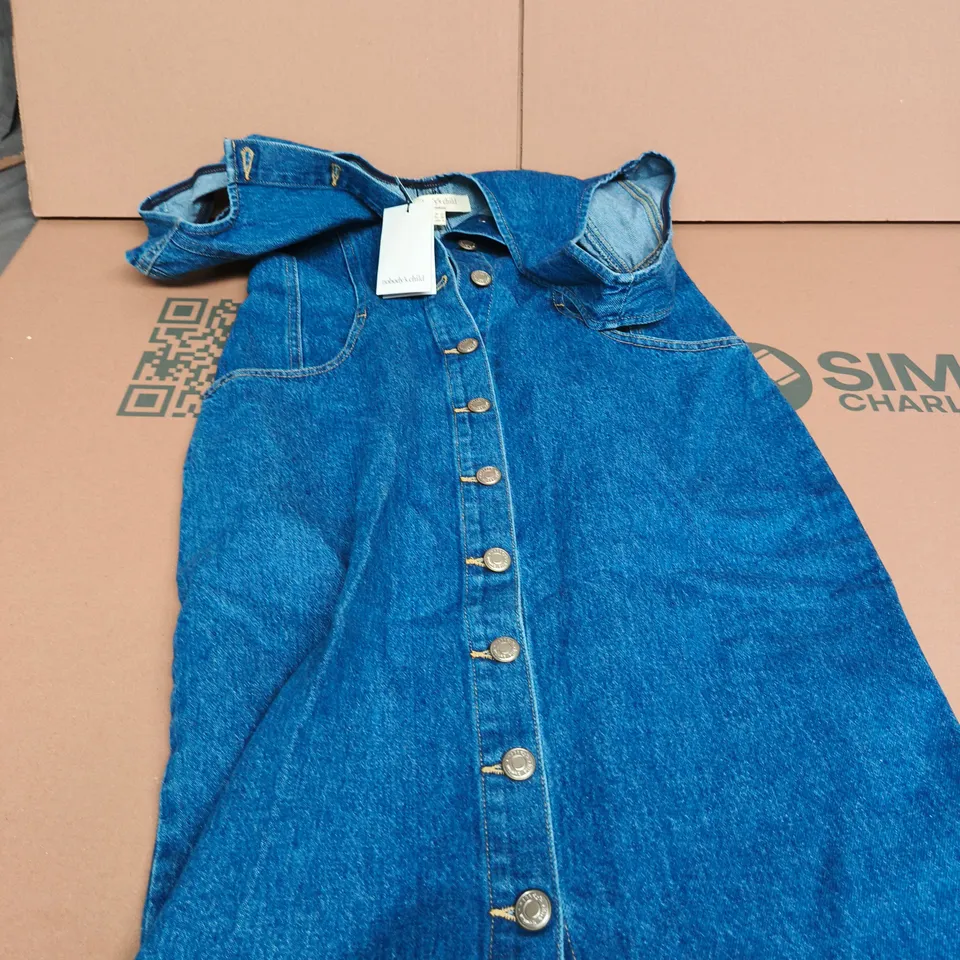 NOBODY'S CHILD DENIM BUTTON-FRONT DRESS – UK 10 
