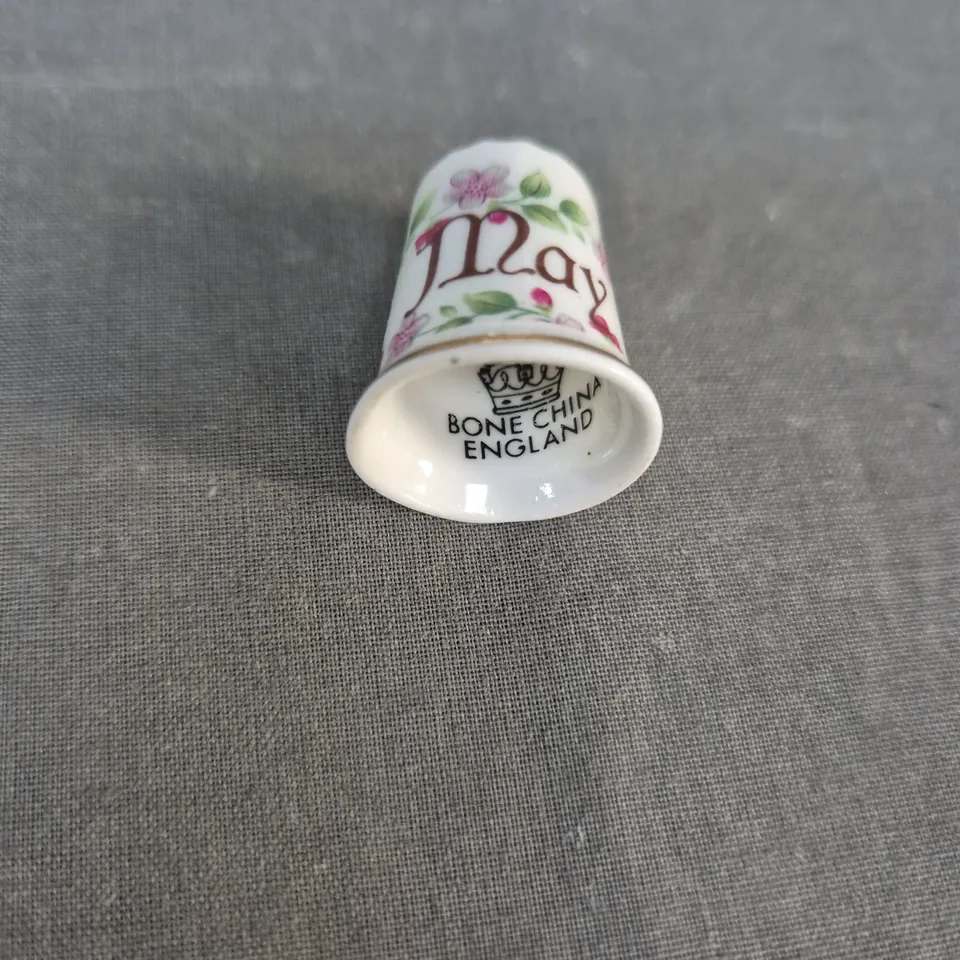 BONE CHINA ENGLAND ASSORTED THIMBLES SET OF 22 WITH FLORAL MOTIFS