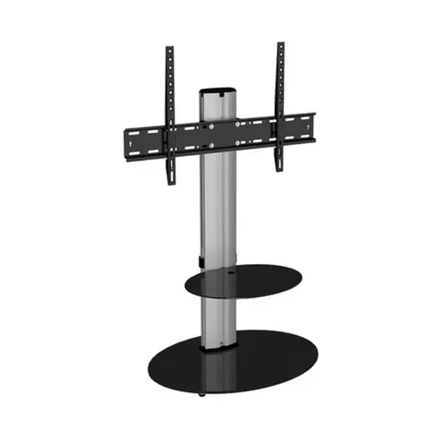 BOXED AVF ENO 600mm TV STAND WITH BRACKET FOR UP TO 55" TVS - SILVER & BLACK // SKU: FSL600ENSB (1 BOX)