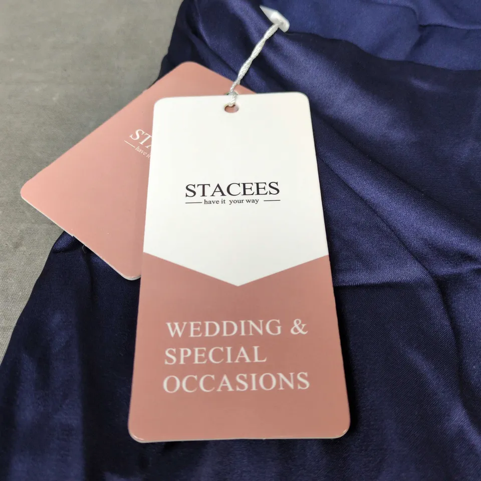 STACEES WEDDING DRESS – NAVY SATIN, UK6 (EU34)