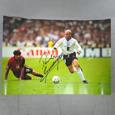 AUTOGRAPHED FOOTBALL PHOTOGRAPH PRINT - PAUL GASCOIGNE