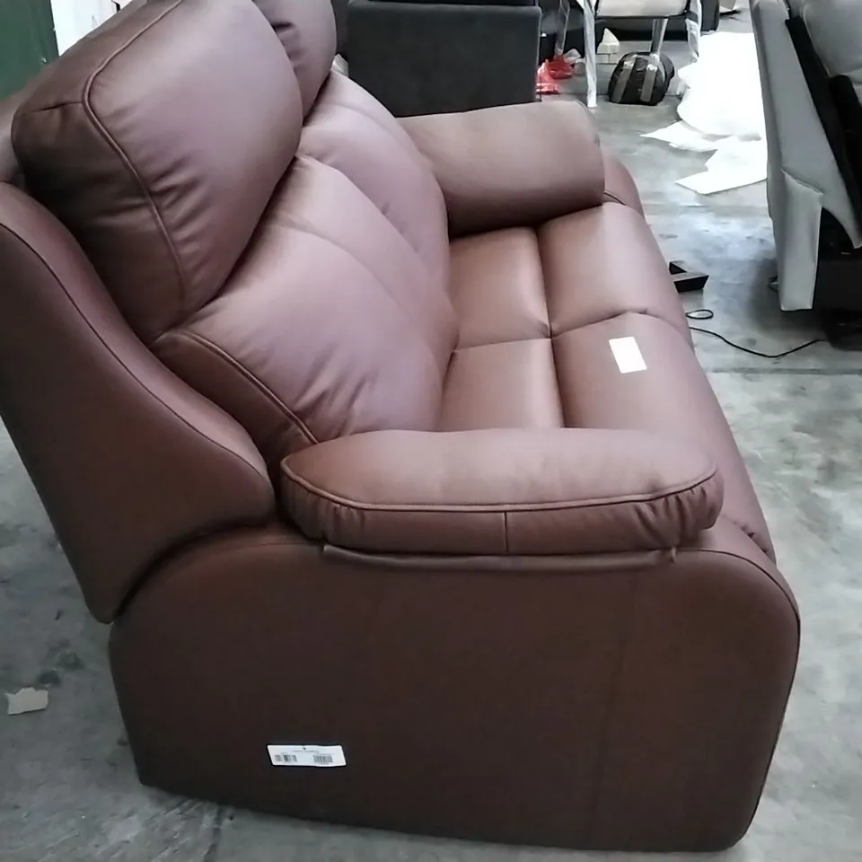 QUALITY BRITISH DESIGNER G PLAN MANUFACTURED KINGSBURY 2 SEATER SOFA - CAMBRIDGE CONKER LEATHER