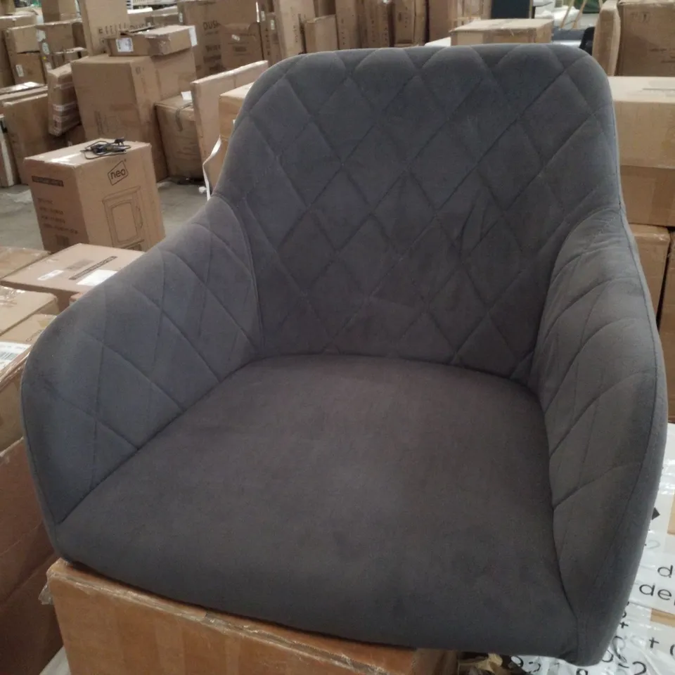 BOXED MOREE SET OF TWO GREY VELVET DINING CHAIRS (1 BOX)