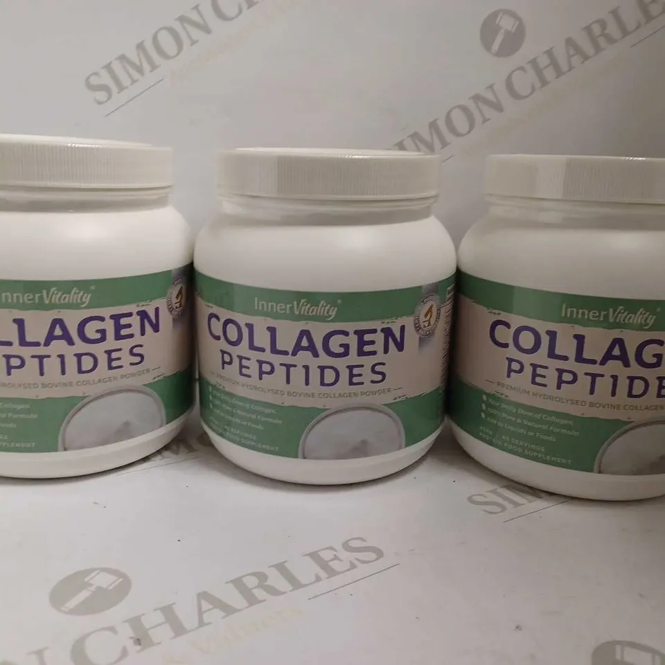 LOT OF 3 COLLAGEN PEPTIDES POWDER 100% PURE HYDROLYSED BOVINE COLLAGEN (450G)