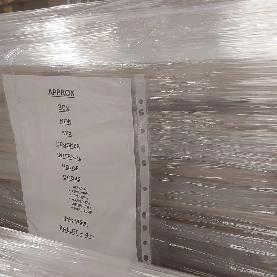 PALLET CONTAINING APPROXIMATELY 30x DESIGNER INTERNAL DOORS