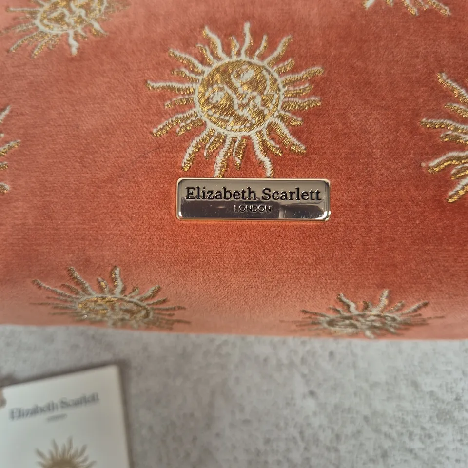 ELIZABETH SCARLETT RUST VELVET OPEN FLAT MAKEUP BAG