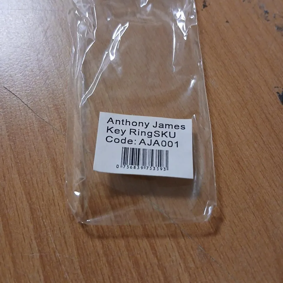 ANTHONY JAMES KEY RING – BLACK LEATHER TAG WITH SILVER RING – SKU AJA001