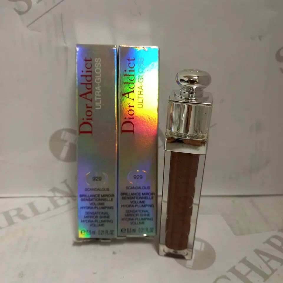 2 X 6.5ML DIOR ADDICT ULTRA-GLOSS LIPGLOSS - 929 SCANDALOUS 