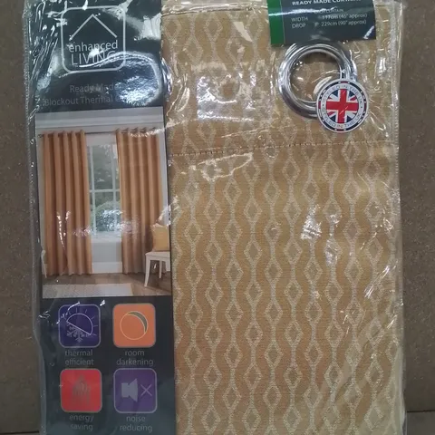 BRAND NEW ENHANCED LIVING BLACKOUT THERMAL CURTAINS 117 X 229CM (YELLOW)