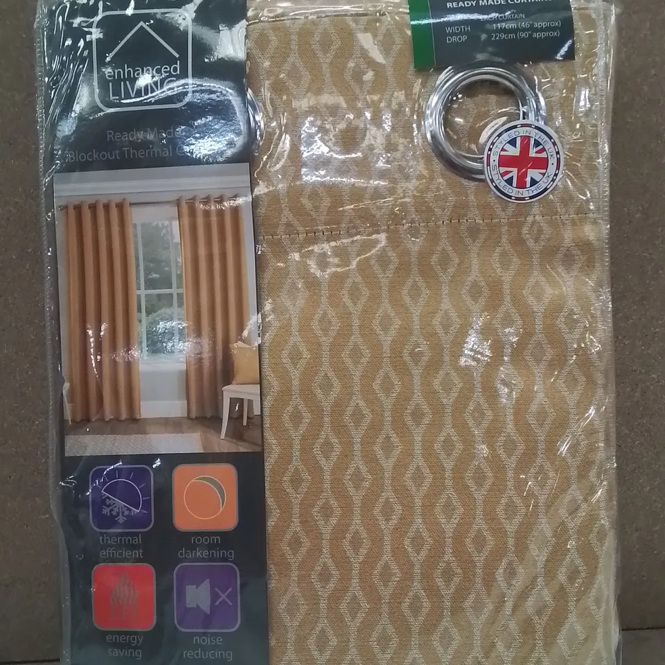 BRAND NEW ENHANCED LIVING BLACKOUT THERMAL CURTAINS 117 X 229CM (YELLOW)