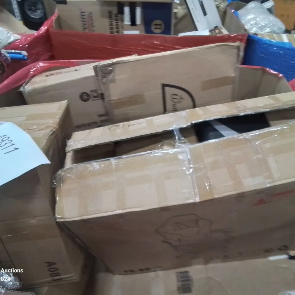 MIXED PALLET OF VARIOUS HOUSEHOLD ITEMS TO INCLUDE:OFFICE CHAIR, BAR STOOL, AND LOTS MORE UNMARKED BOXED ITEMS 