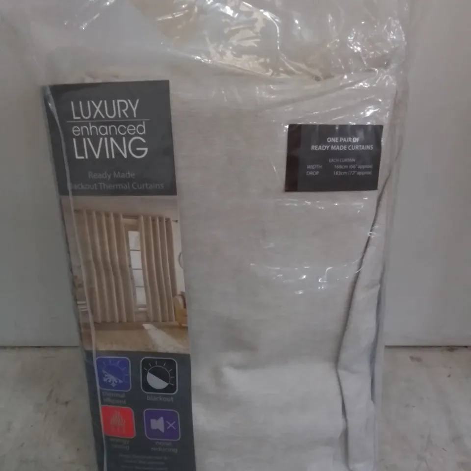 BAGGED SAVOY BLACKOUT EYELET CURTAIN PAIR // SIZE: 168 X 183CM 