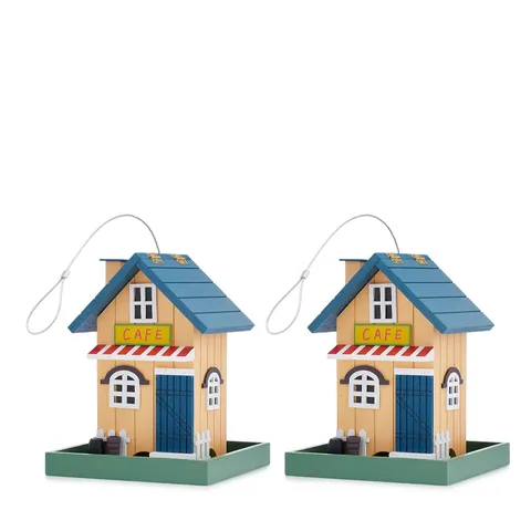 GARDEN REFLECTIONS SET OF 2 HOUSE BIRD FEEDERS