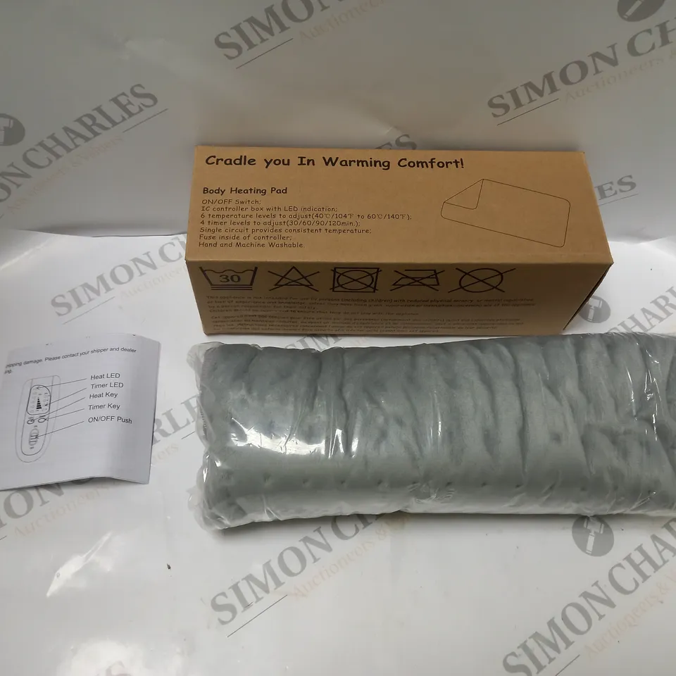 BOXED MAINS POWERED BODY HEATING PAD WITH 6 TEMP LEVELS, LED INDICATOR AND INSTRUCTIONS