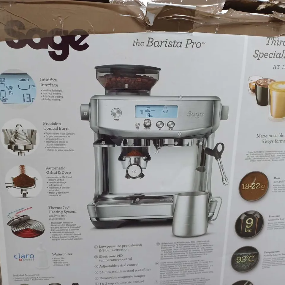 BOXED SAGE THE BARISTA PRO COFFEE MACHINE 