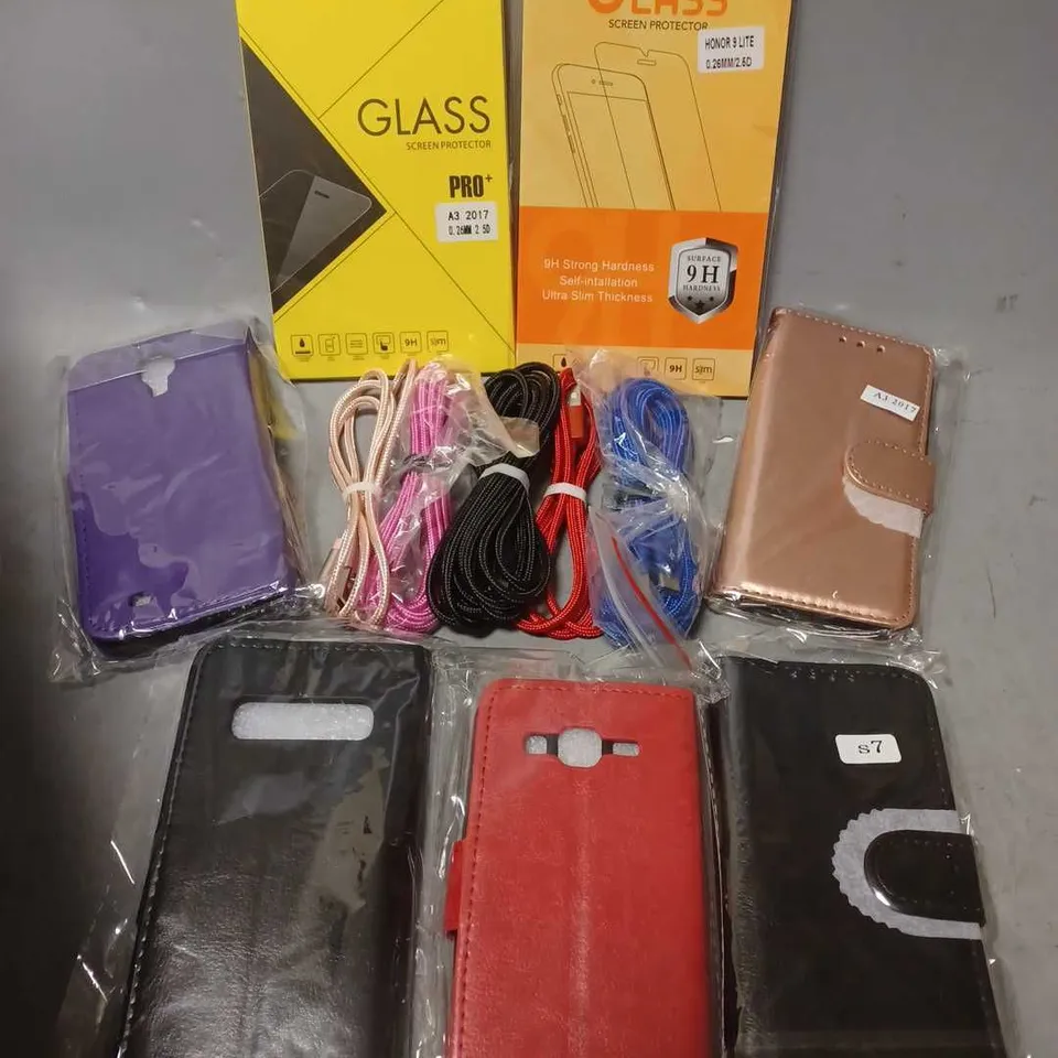 APPROX 20 ASSORTED PHONE ACCESSORIES TO INCLUDE CASES, SCREEN PROTECTORS, CHARGERS, ETC 