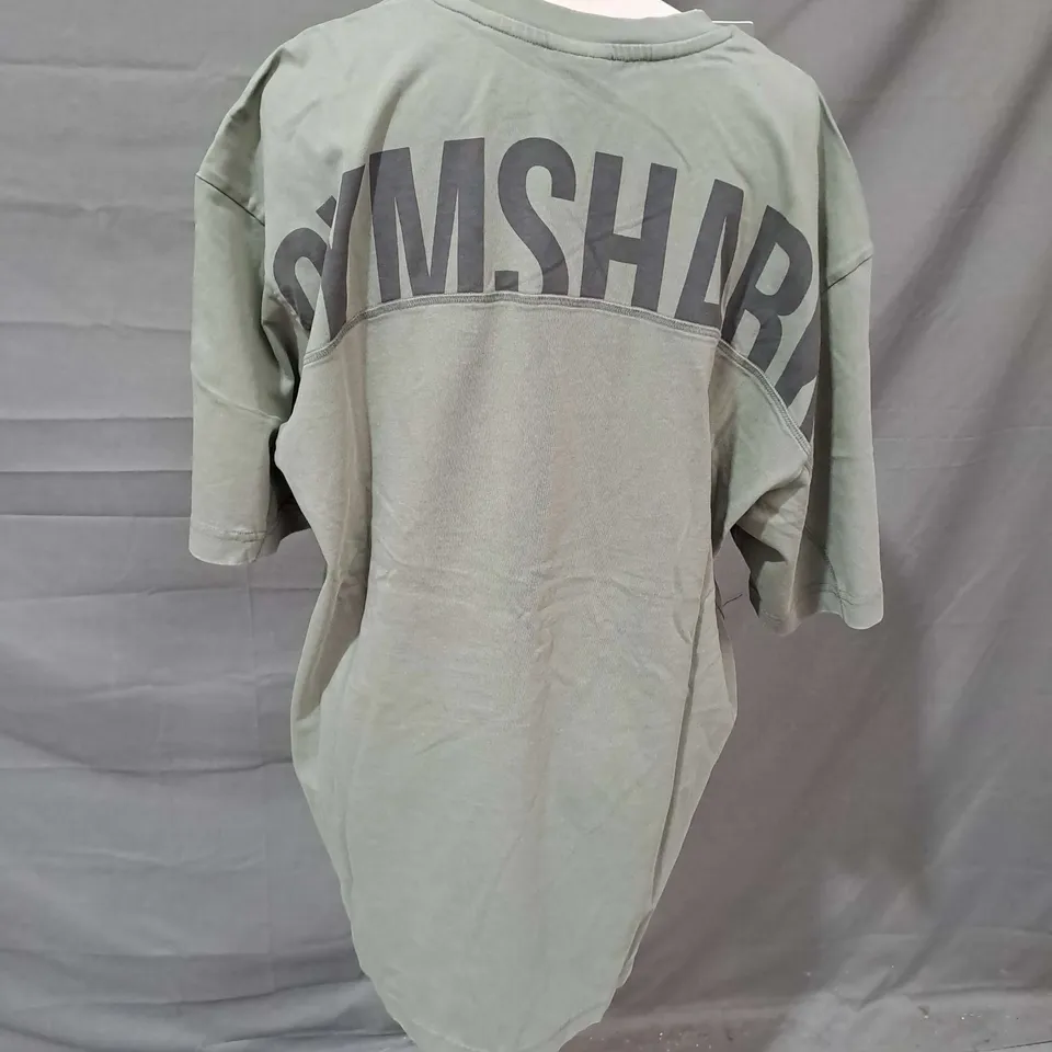 GYMSHARK OVERSIZED POWER WASHED THSIRT IN GREEN SIZE L