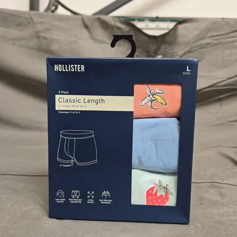 BOXED HOLLISTER BOXER BRIEFS - X3 - SIZE LARGE